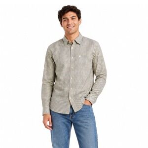 Converse Plaid Button Up Men M 100% Cotton Blue Yellow Streetwear Skater Preppy